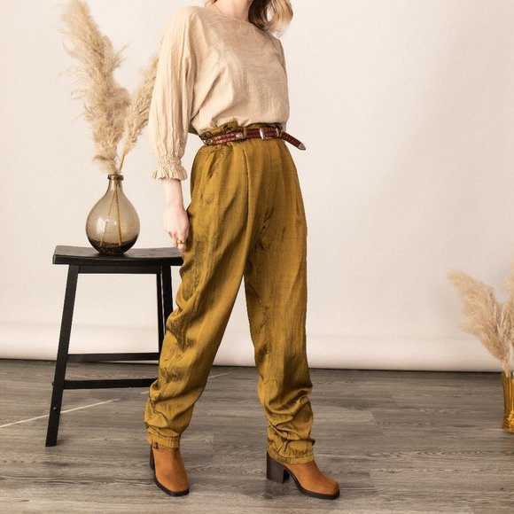 mustard high waisted trousers